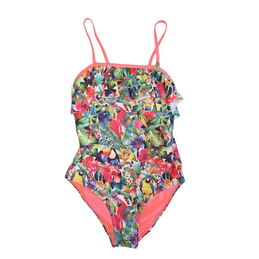 H&M x Kate Morgan Studio Girls Tropical Jungle Swimsuit Size 8-10 Toucan Leopard